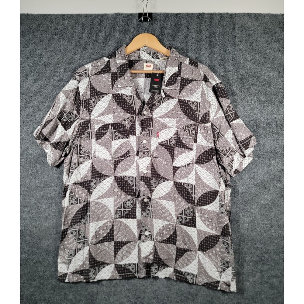 NEW Levis Classic Camper Shirt Mens Large Relaxed Fit Short Sleeve Patchwork $55